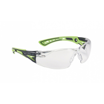 BOLLE RUSH+ SAFETY SPECS BLACK AND GREEN CLEAR LENS