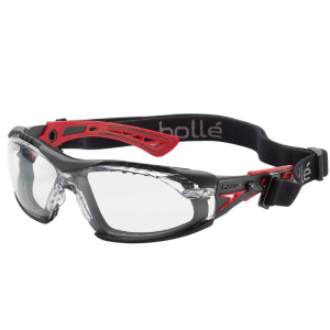 BOLLE RUSH + ASSEMBLED SAFETY GLASSES CLEAR WITH FOAM AND STRAP KIT
