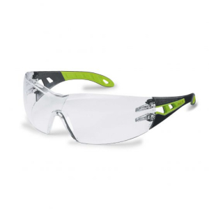 UVEX PHEOS LIME/BLACK FRAME SAFETY SPECS CLEAR LENS