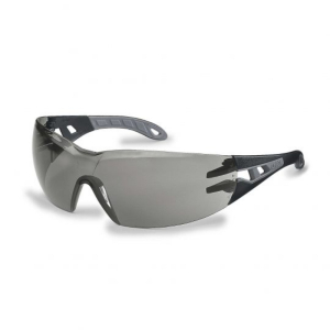 UVEX PHEOS GREY/BLACK FRAME SAFETY SPECS SMOKE LENS