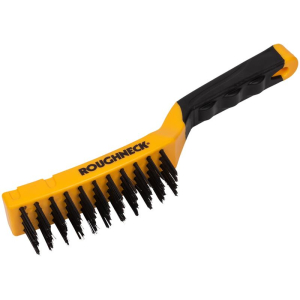 ROUGHNECK 4 ROW CARBON STEEL WIRE BRUSH WITH SOFT GRIP 300MM 12"