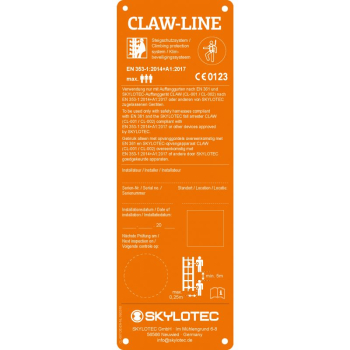 SKYLOTEC CLAW LABEL LINE 213 X 145 X 3MM ALU