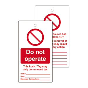 LOCKOUT TAGS - DO NOT OPERATE DOUBLE SIDED PACK OF 10