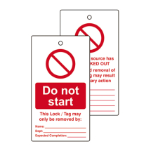 LOCKOUT TAGS - DO NOT START DOUBLE SIDED PACK OF 10 LOCKOUT TAGS - DO NOT START DOUBLE SIDED PACK OF 10