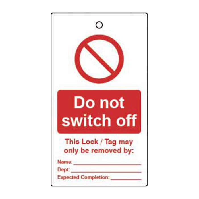 LOCKOUT TAGS DO NOT SWITCH OFF DOUBLE SIDED 10 PACK LOCKOUT TAGS DO NOT SWITCH OFF DOUBLE SIDED 10 PACK