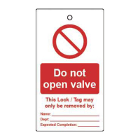 LOCKOUT TAGS DO NOT OPEN VALVE DOUBLE SIDED 10 PACK