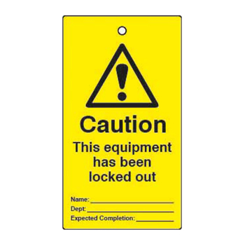 LOCKOUT TAGS CAUTION EQUIPMENT LOCKED OUT DOUBLE SIDED 10 PACK