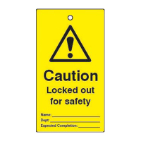 LOCKOUT TAGS CAUTION LOCKED OUT FOR SAFETY DOUBLE SIDED 10 PACK