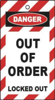 LOCKOUT TAGS OUT OF ORDER DOUBLE SIDED 10 PACK
