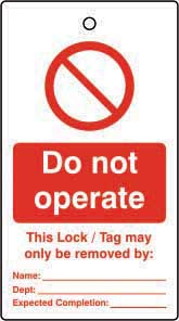 LOCKOUT TAGS DO NOT OPERATE SINGLE SIDED 10 PACK