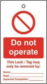 LOCKOUT TAGS DO NOT OPERATE SINGLE SIDED 10 PACK LOCKOUT TAGS DO NOT OPERATE SINGLE SIDED 10 PACK