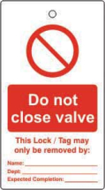 LOCKOUT TAGS DO NOT CLOSE VALVE SINGLE SIDED 10 PACK