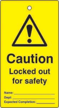 LOCKOUT TAGS CAUTION LOCKED OUT FOR SAFETY SINGLE SIDE 10 PACK