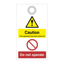 LOCKOUT TAG WITH EYELET CAUTION SINGLE TAG