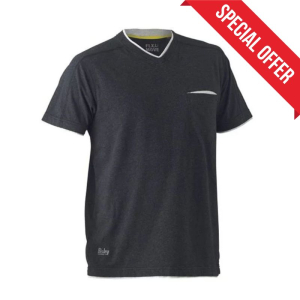 BISLEY WORKWEAR FLEX & MOVE SHORT SLEEVE COTTON V-NECK SHIRT BISLEY WORKWEAR FLEX & MOVE SHORT SLEEVE COTTON V-NECK SHIRT